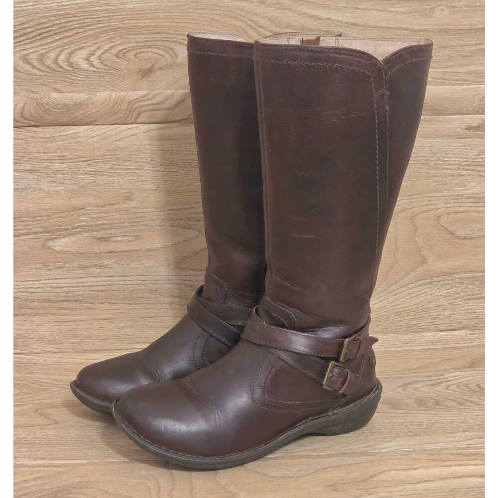 UGG Australia Rosen Womens size 8 Knee High Brown Leather Boots Shearling Lined